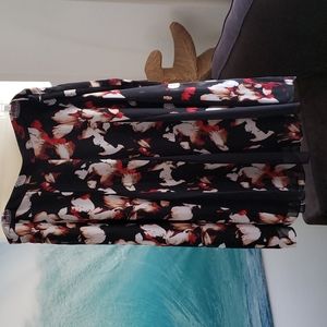 WHBM skirt side zip Poppy design Black A-Line pleated fully lined poly size 14